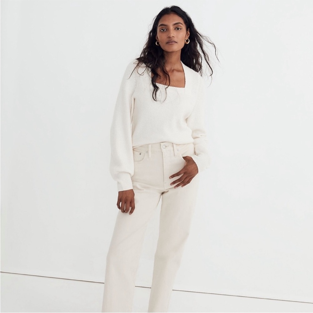 Madewell Women's Cream Scoop Neck Sweater